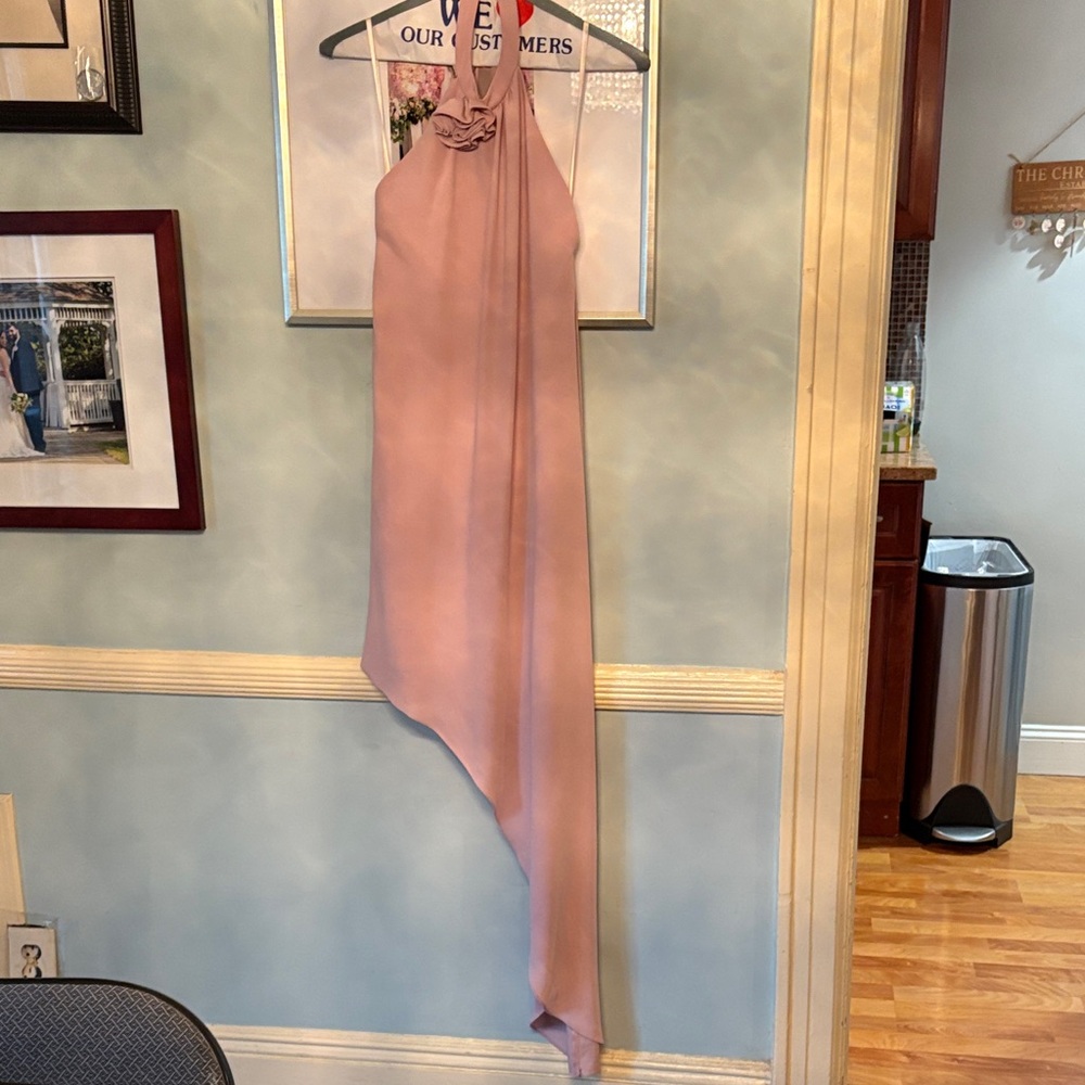 BCBGMaxAzria Blush Halter Asymmetrical Dress